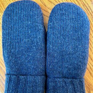 Felted Wool Handcrafted Mittens from Repurposed J Crew Sweater - Denim Heather